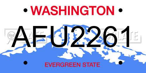 AFU2261 Washington License Plate