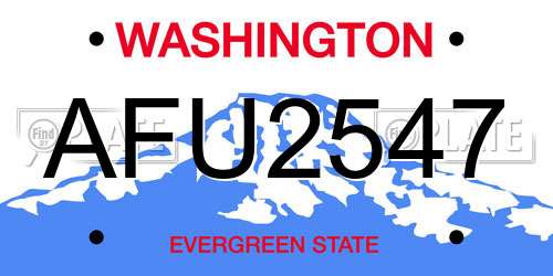 AFU2547 Washington License Plate
