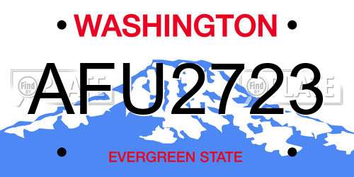 AFU2723 Washington License Plate
