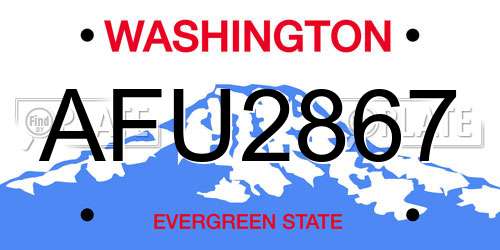 AFU2867 Washington License Plate