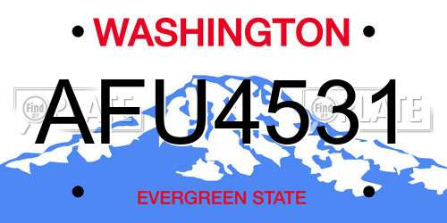 AFU4531 Washington License Plate