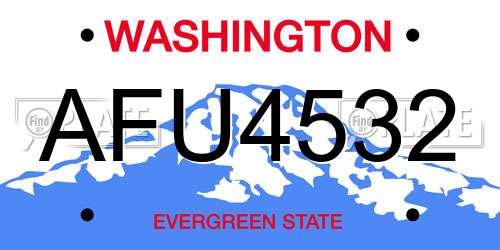 AFU4532 Washington License Plate