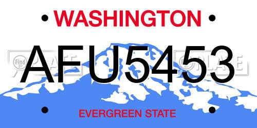 AFU5453 Washington License Plate