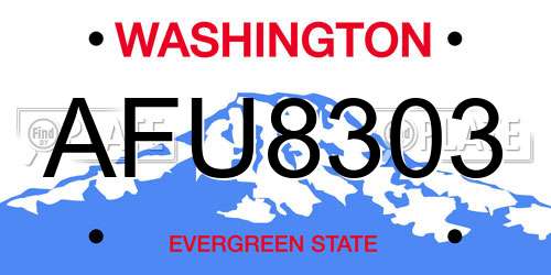 AFU8303 Washington License Plate