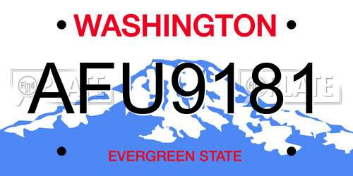 AFU9181 Washington License Plate
