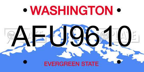 AFU9610 Washington License Plate