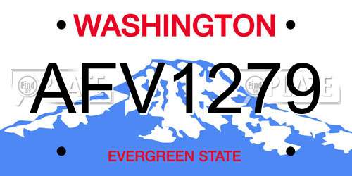 AFV1279 Washington License Plate