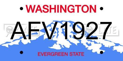 AFV1927 Washington License Plate