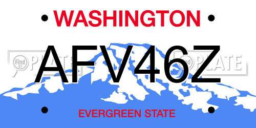 AFV46Z Washington License Plate
