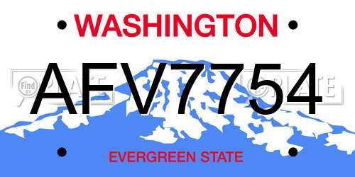 AFV7754 Washington License Plate