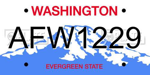 AFW1229 Washington License Plate