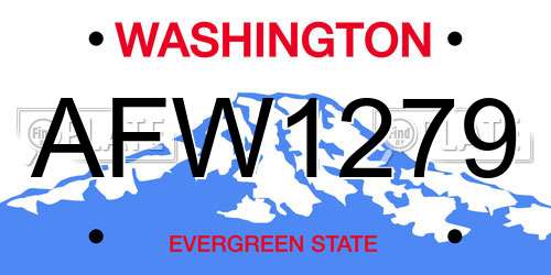 AFW1279 Washington License Plate