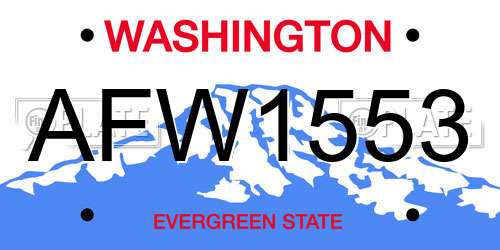 AFW1553 Washington License Plate