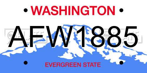 AFW1885 Washington License Plate