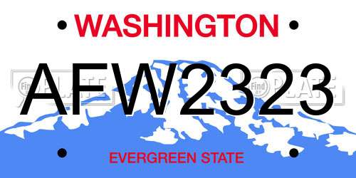 AFW2323 Washington License Plate