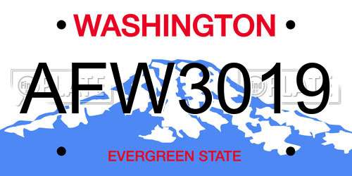 AFW3019 Washington License Plate