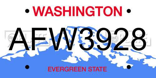 AFW3928 Washington License Plate