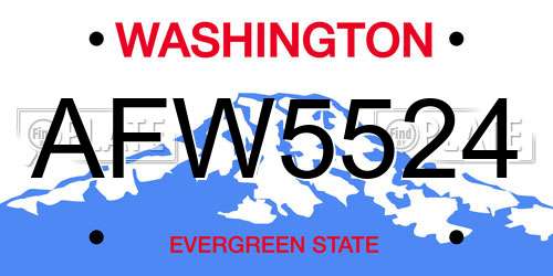 AFW5524 Washington License Plate