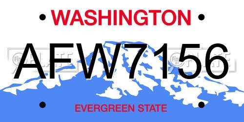 AFW7156 Washington License Plate