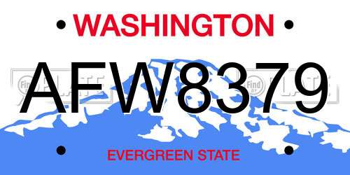 AFW8379 Washington License Plate