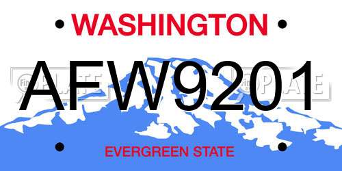 AFW9201 Washington License Plate