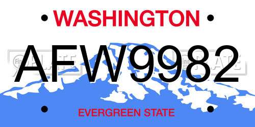 AFW9982 Washington License Plate