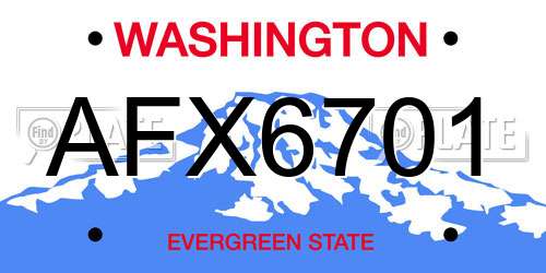 AFX6701 Washington License Plate