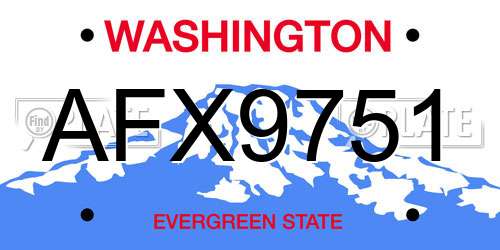 AFX9751 Washington License Plate