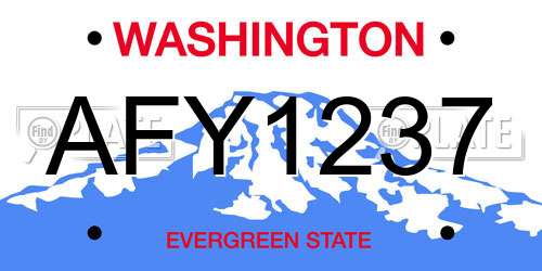 AFY1237 Washington License Plate