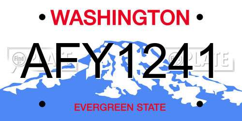 AFY1241 Washington License Plate