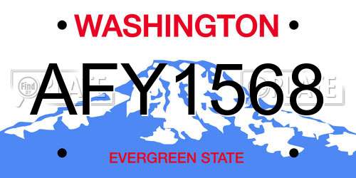 AFY1568 Washington License Plate