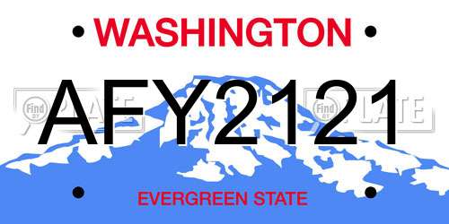 AFY2121 Washington License Plate