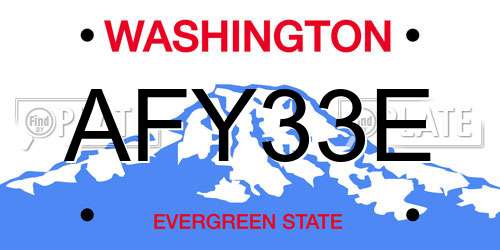 AFY33E Washington License Plate