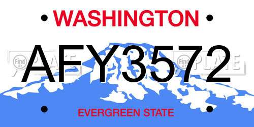 AFY3572 Washington License Plate