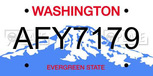 AFY7179 Washington License Plate