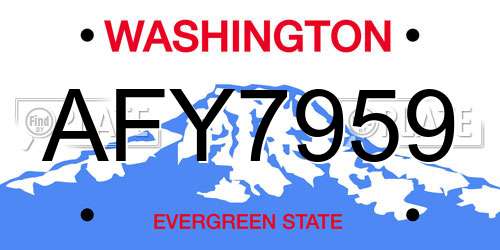 AFY7959 Washington License Plate