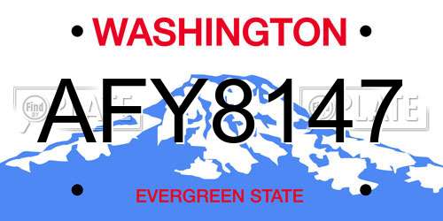 AFY8147 Washington License Plate