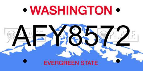 AFY8572 Washington License Plate