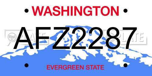 AFZ2287 Washington License Plate