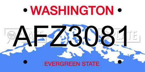 AFZ3081 Washington License Plate