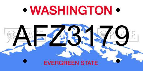 AFZ3179 Washington License Plate