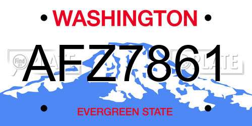 AFZ7861 Washington License Plate