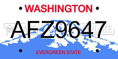 AFZ9647 Washington License Plate