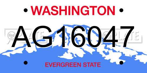AG16047 Washington License Plate