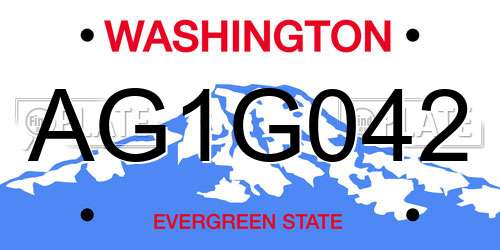 AG1G042 Washington License Plate