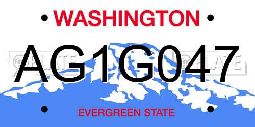 AG1G047 Washington License Plate