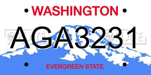 AGA3231 Washington License Plate