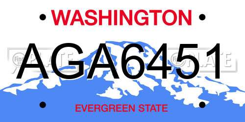 AGA6451 Washington License Plate