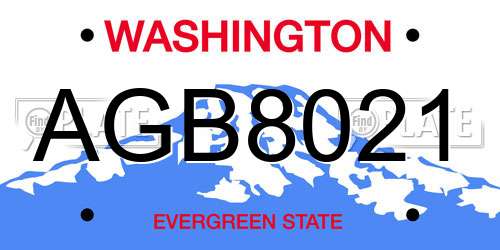 AGB8021 Washington License Plate