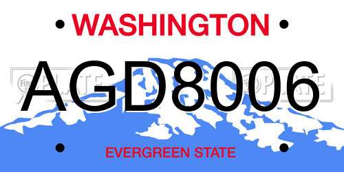 AGD8006 Washington License Plate